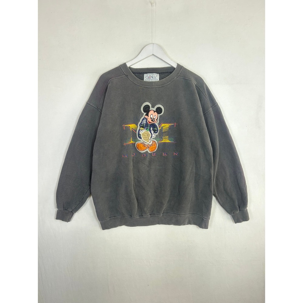 Vintage Genus Mickey Mouse Modern Sweatshirt XL Faded Black Made in USA Disney